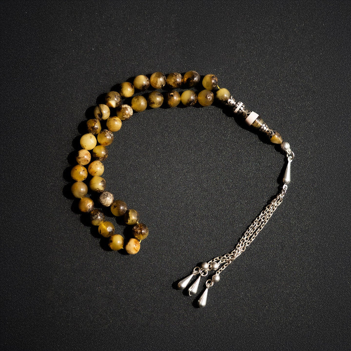 Işık - Amber Tasbeeh (Silver Engraved Imam Bead) - WATE032