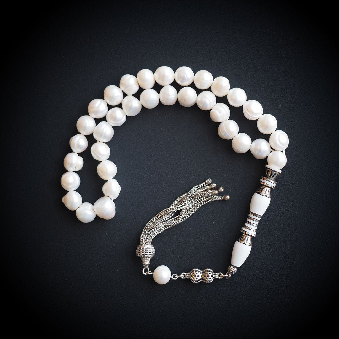 Silver-Engraved Pearl Tasbeeh – WATD082