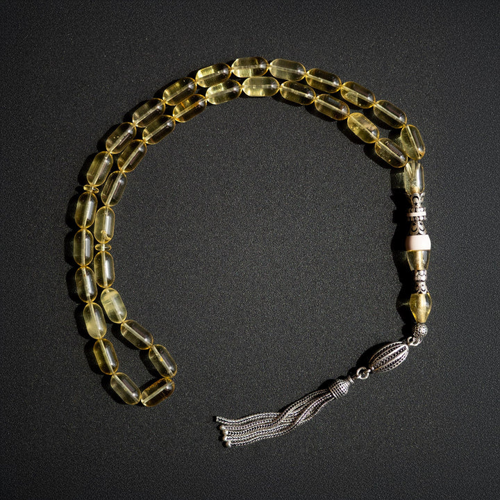 Sekîne - Rock Amber Tasbeeh (Silver Engraved Imam Bead) - WATE031