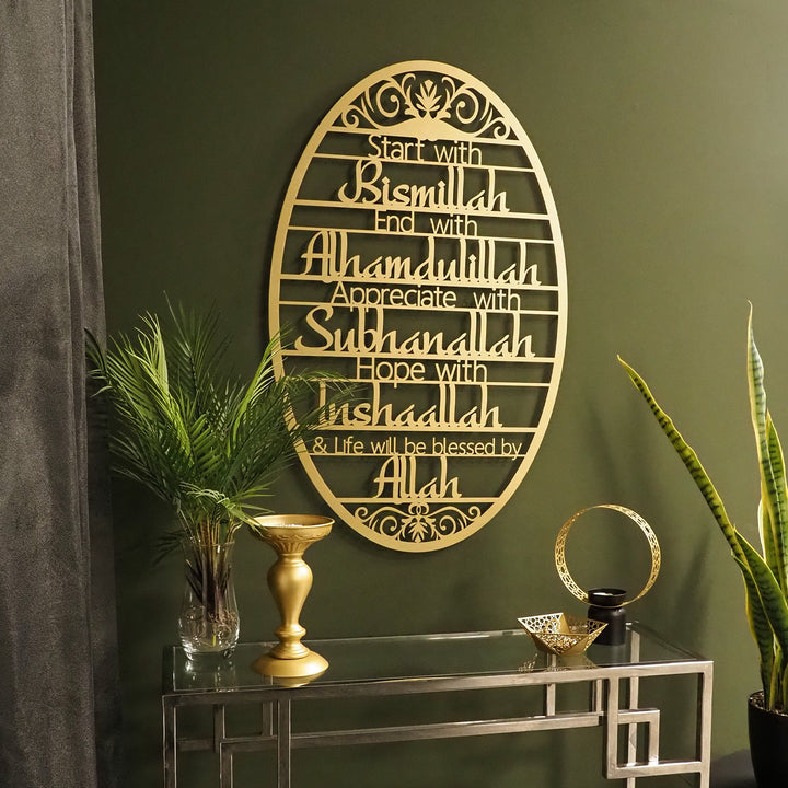 Start With Bismillah Metal Islamic Wall Sign - WAM135