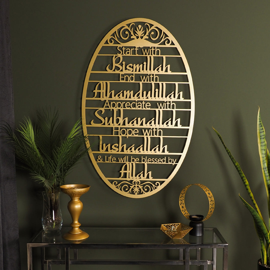 Start With Bismillah Metal Islamic Wall Sign - WAM135