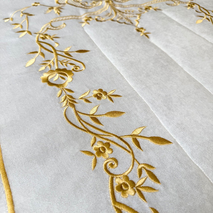 Cream Velvet Islamic Prayer Rug with Gold Embroidery – WAS014
