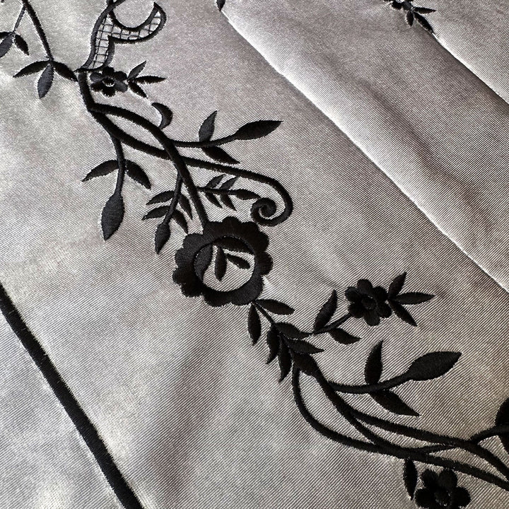 Gray Velvet Islamic Prayer Rug with Black Embroidery – WAS016