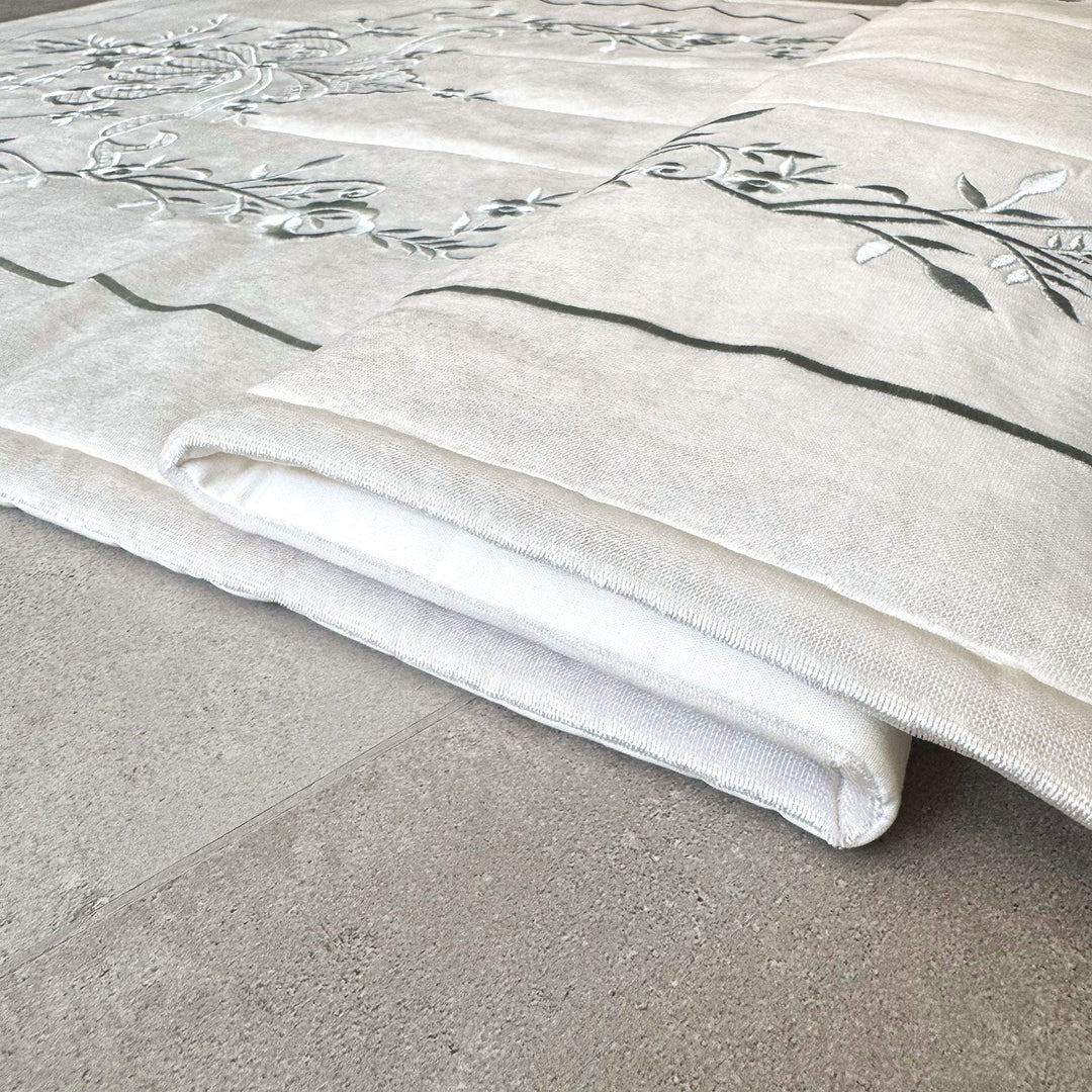 Cream Velvet Islamic Prayer Rug with Silver Embroidery – WAS018