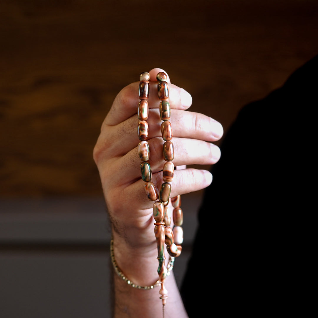 Handcrafted Pressed Fire Amber Tasbeeh – WATD004