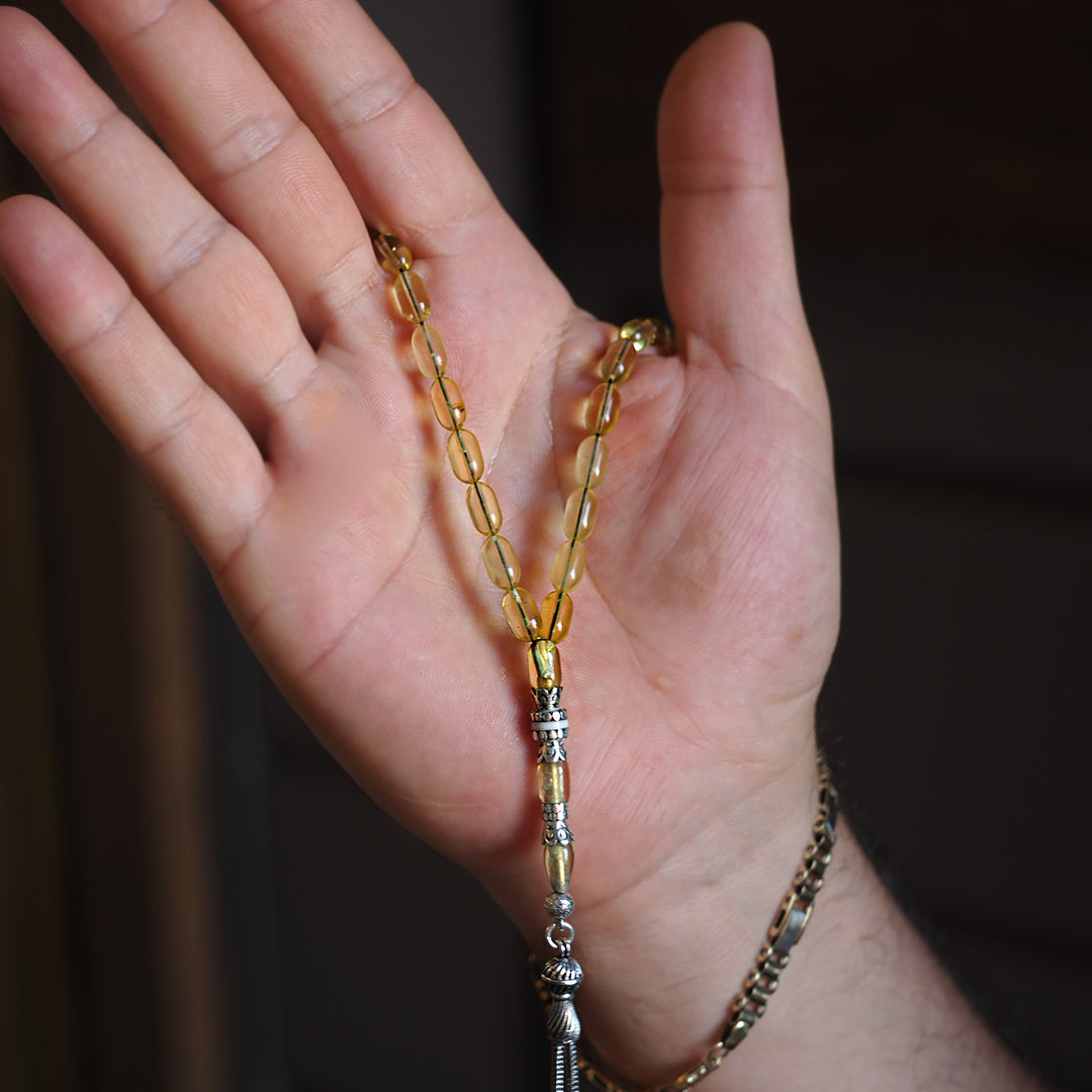 Raw Baltic Amber Silver Tasbeeh – WATD033