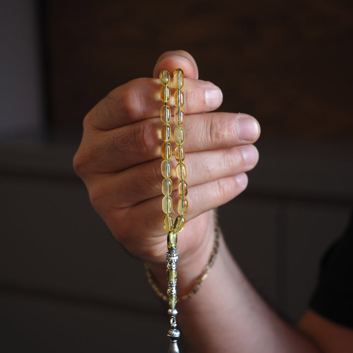 Raw Baltic Amber Silver Tasbeeh – WATD033