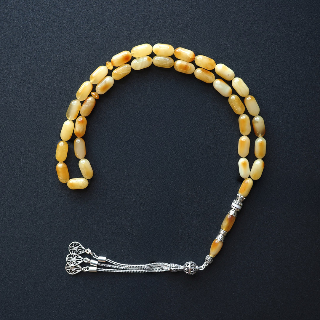Raw Baltic Amber Silver Tasbeeh – WATD034