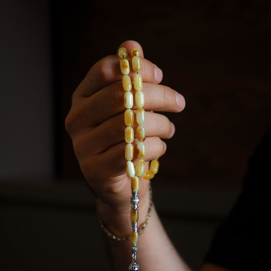 Raw Baltic Amber Silver Tasbeeh – WATD034
