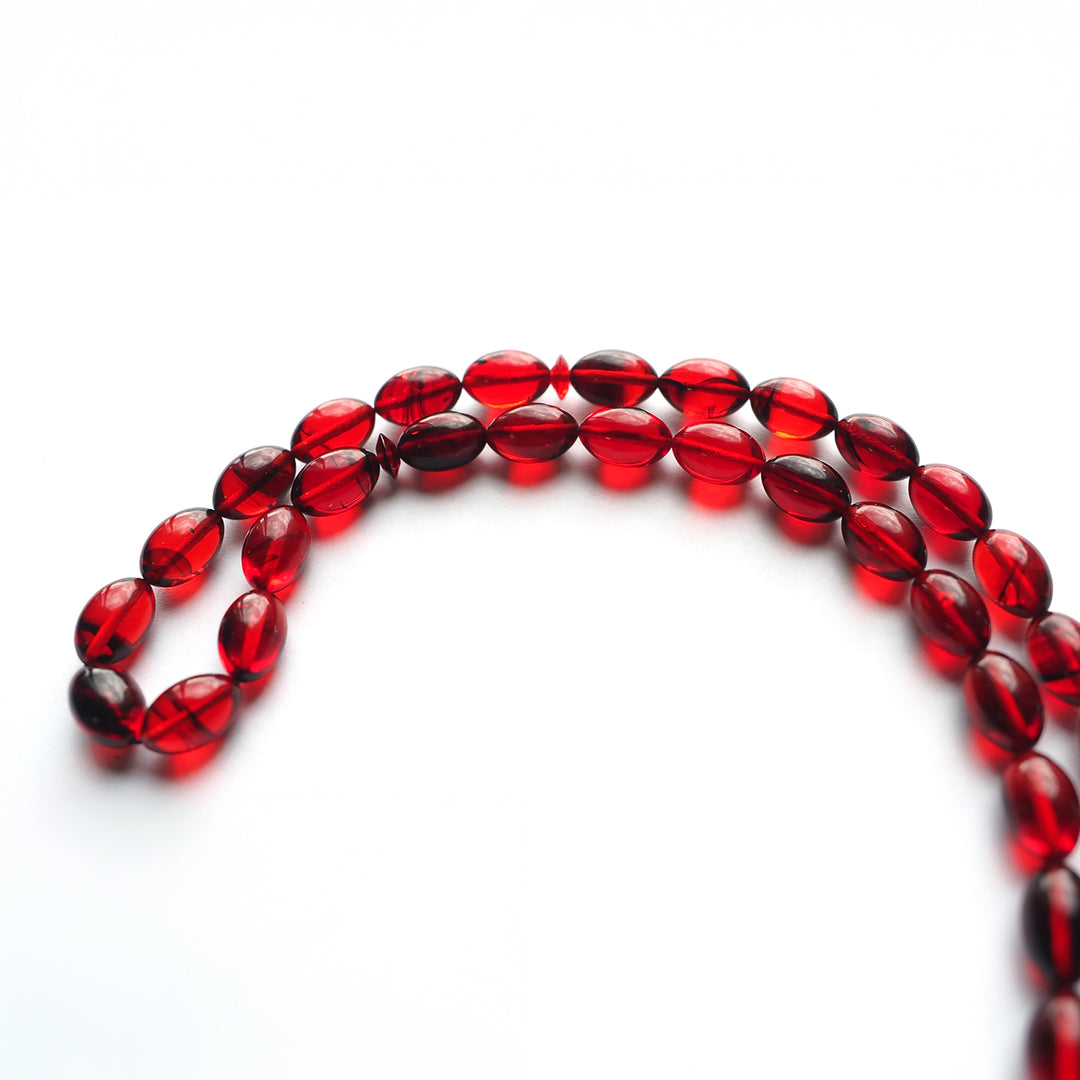 Handcrafted Pressed Fire Amber Tasbeeh Silver Tassel – WATD112