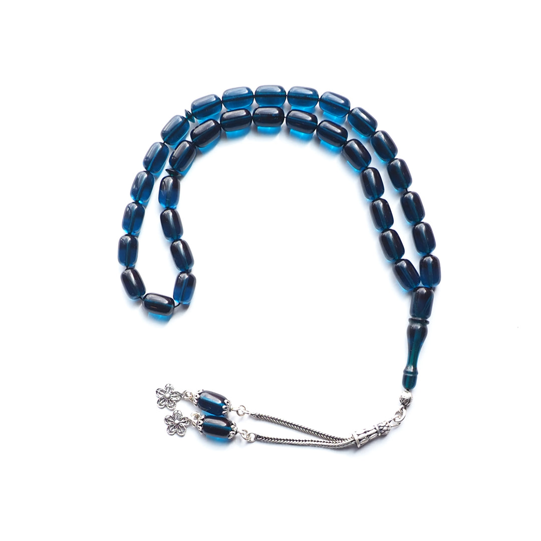 Handcrafted Pressed Fire Amber Tasbeeh Silver Tassel – WATD116