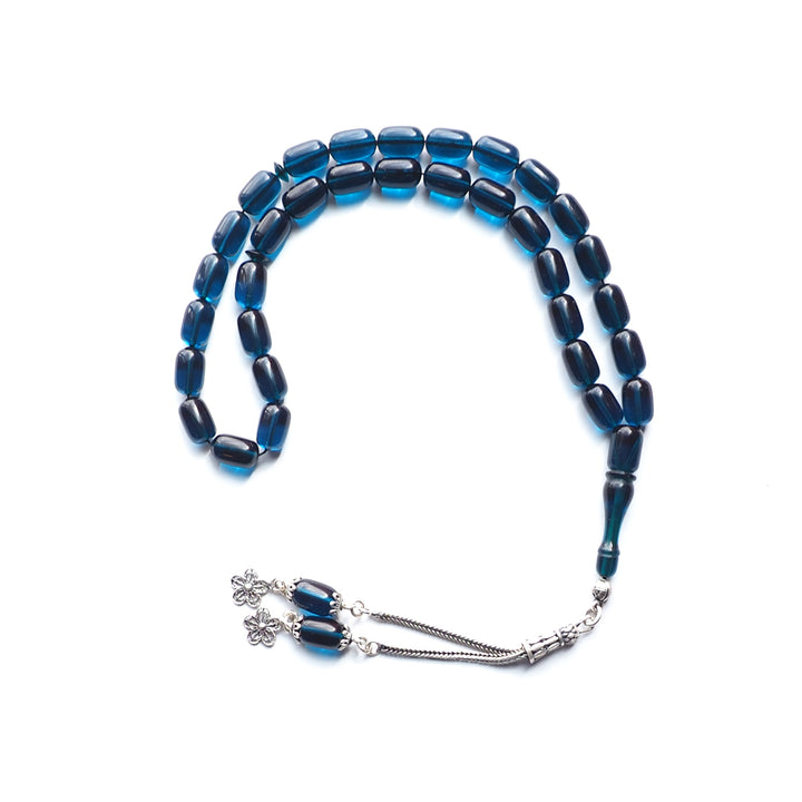 Handcrafted Pressed Fire Amber Tasbeeh Silver Tassel – WATD116