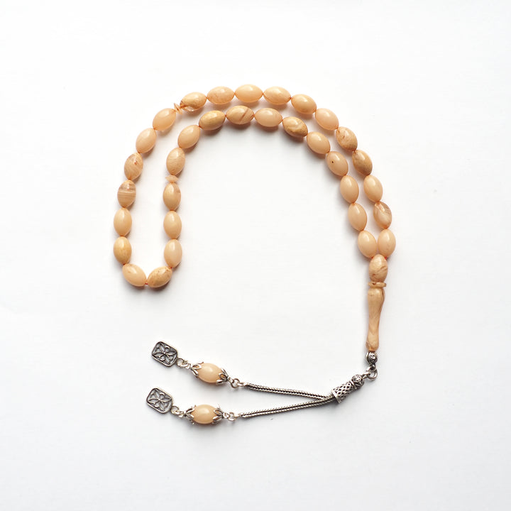 Handcrafted Pressed Fire Amber Tasbeeh Silver Tassel – WATD117