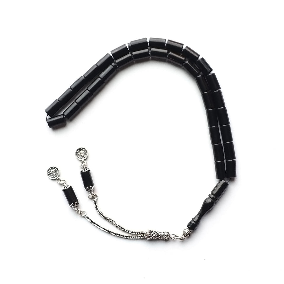 Handcrafted Pressed Fire Amber Tasbeeh Silver Tassel – WATD120