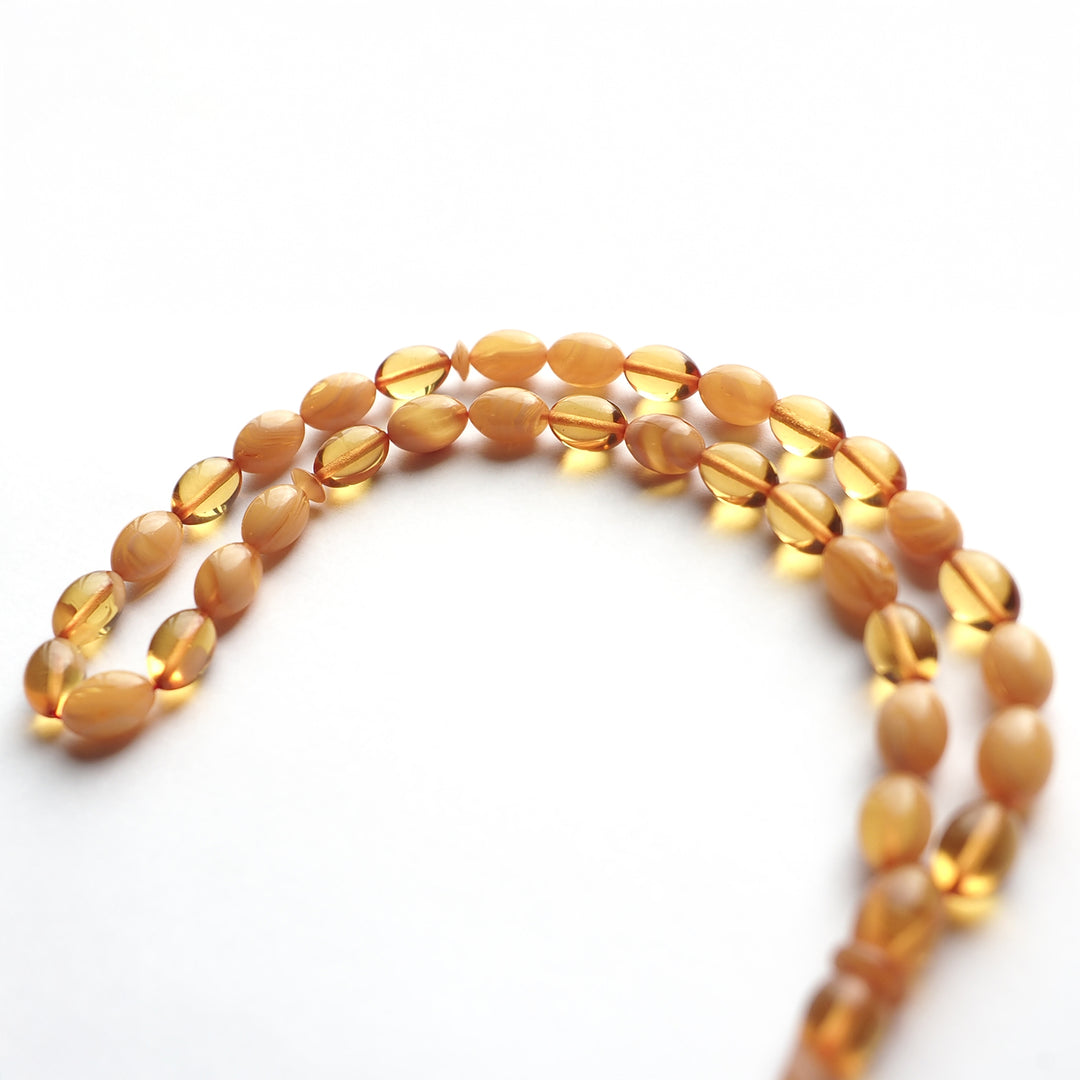 Handcrafted Pressed Fire Amber Tasbeeh Silver Tassel – WATD122