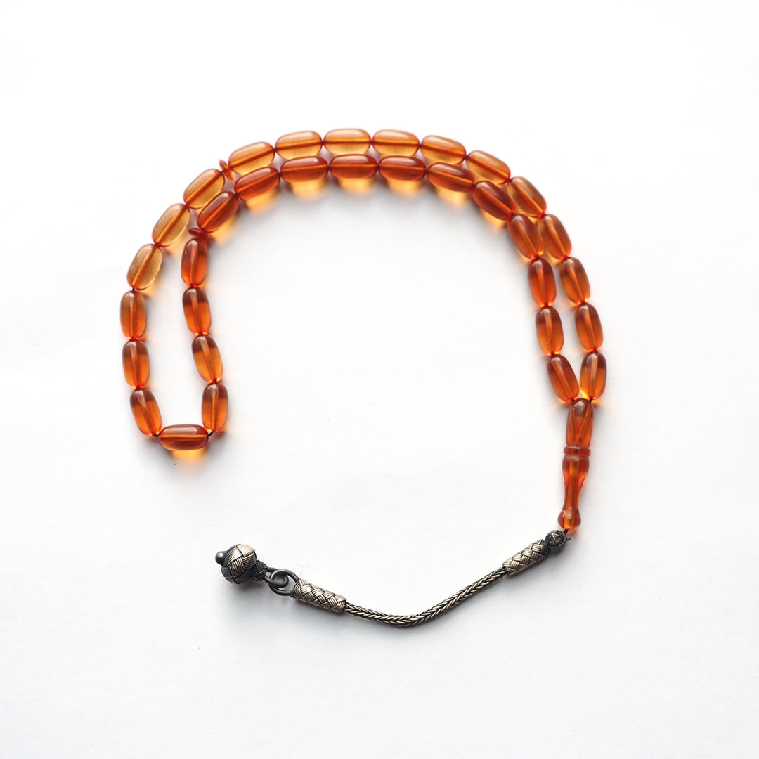 1000 Sterling Silver Kazaz Tassel Pressed Fire Amber Tasbeeh – WATD126