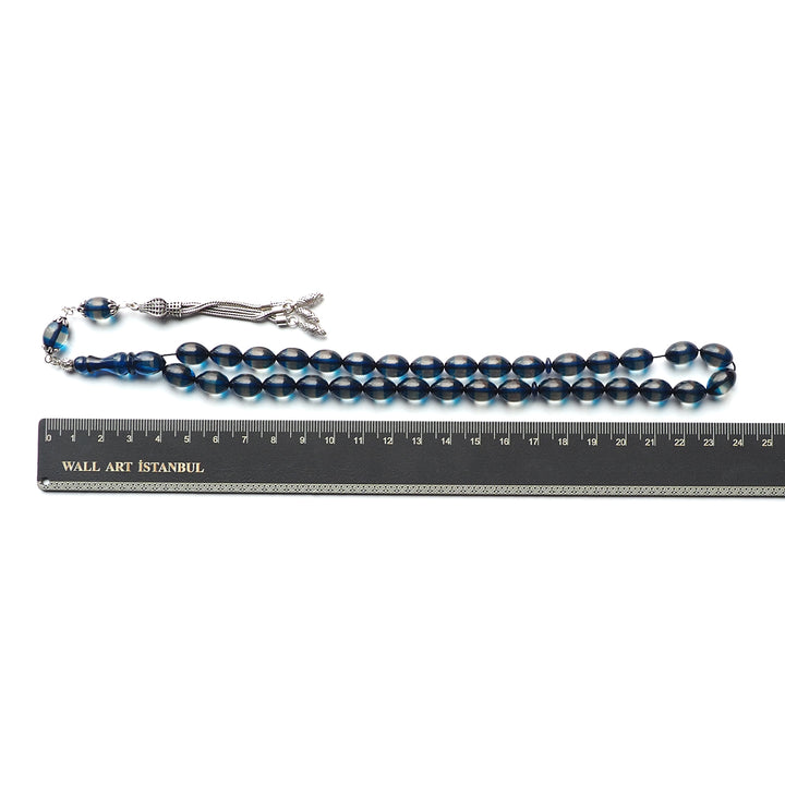 Handcrafted Graded Pressed Fire Amber Tasbeeh Silver Tassel – WATD128