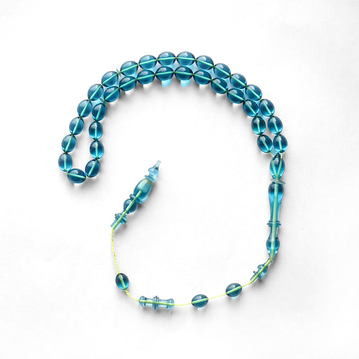 Handcrafted Pressed Fire Amber Tasbeeh – Oval-Cut Beads – WATD145