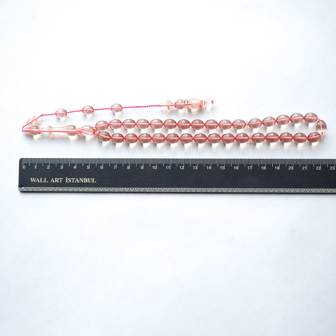 Handcrafted Pressed Fire Amber Tasbeeh – Oval-Cut Beads – WATD147