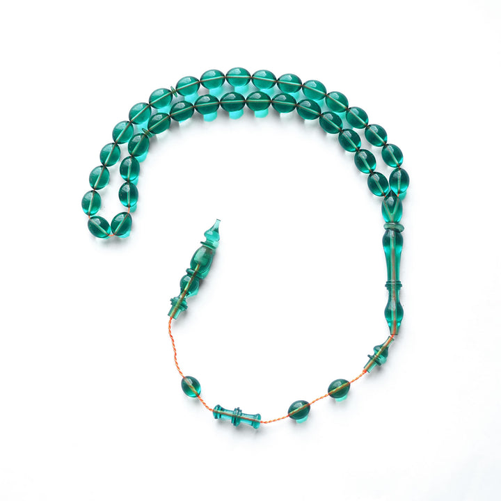 Handcrafted Pressed Fire Amber Tasbeeh – Oval-Cut Beads – WATD148