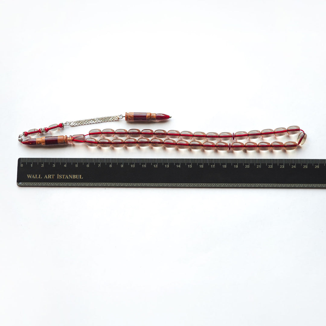 Pressed Amber Tasbeeh with 925 Sterling Silver Tassel & Kuka Combination – WATD153