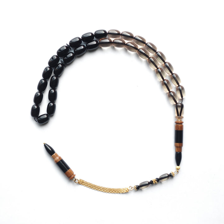 Pressed Amber Tasbeeh with 925 Sterling Silver Tassel & Kuka Combination – WATD154