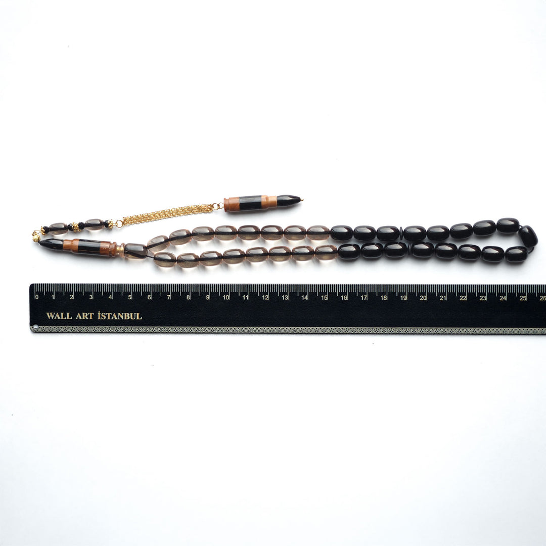 Pressed Amber Tasbeeh with 925 Sterling Silver Tassel & Kuka Combination – WATD154