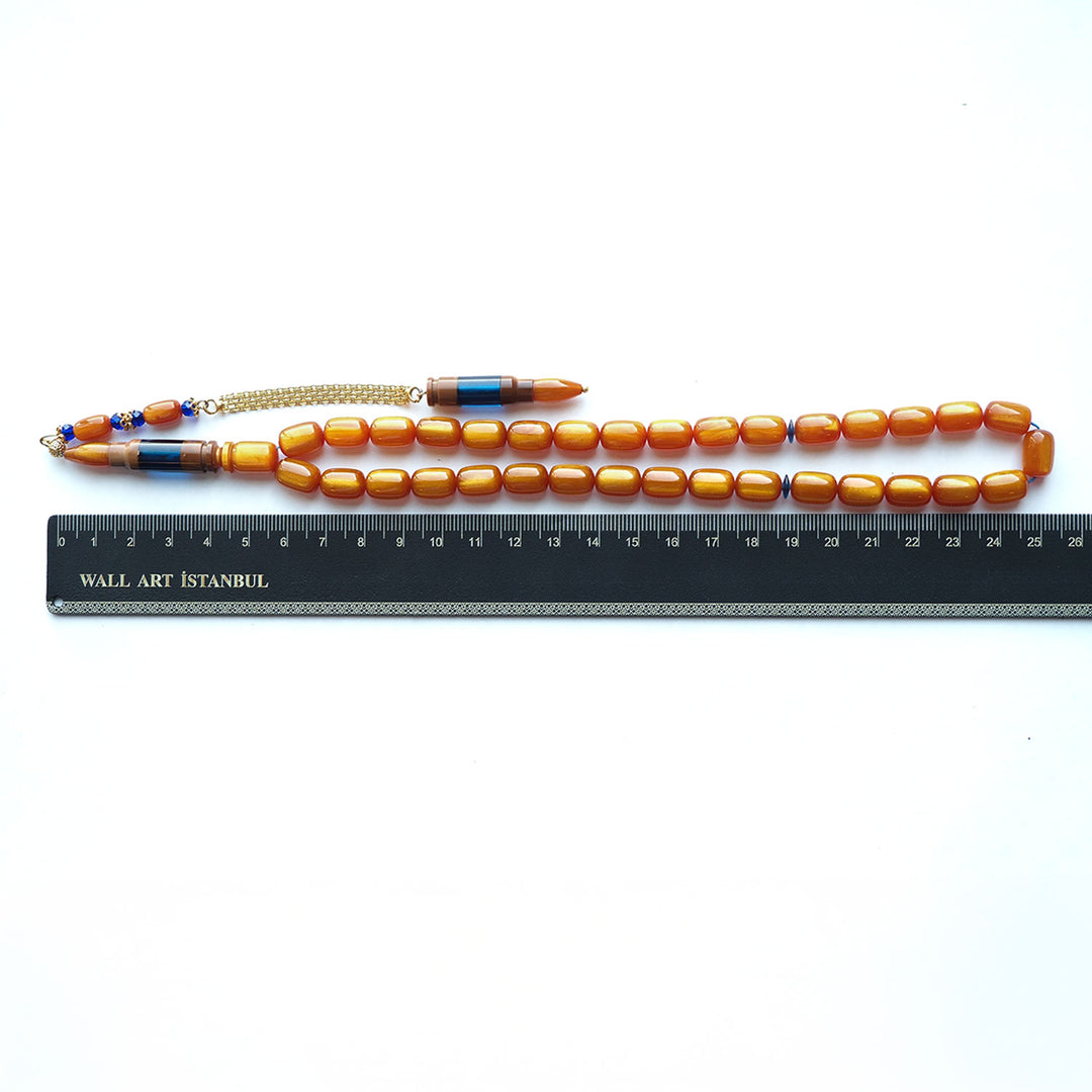 Pressed Amber Tasbeeh with 925 Sterling Silver Tassel & Kuka Combination – WATD155