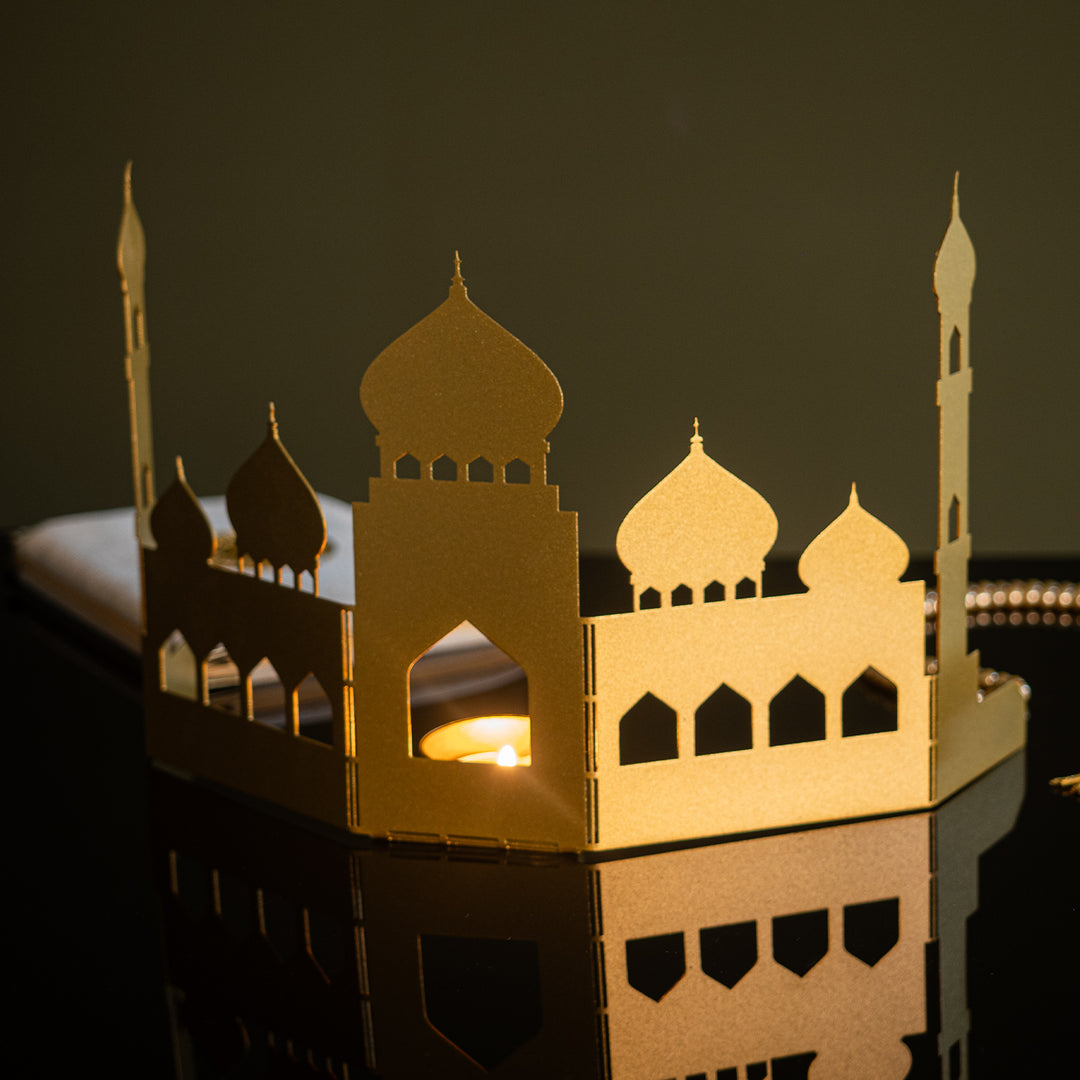 Mosque Patterned Metal Candle Holder - WAMH149