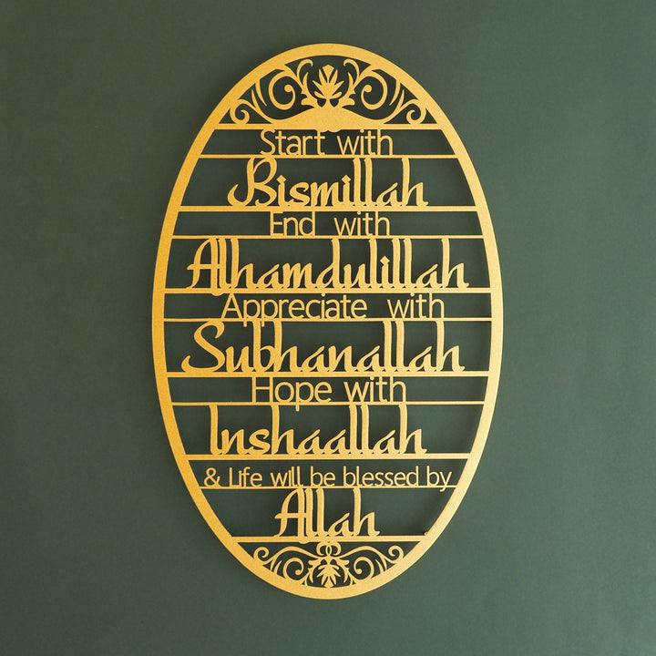 Start With Bismillah Metal Islamic Wall Sign - WAM135