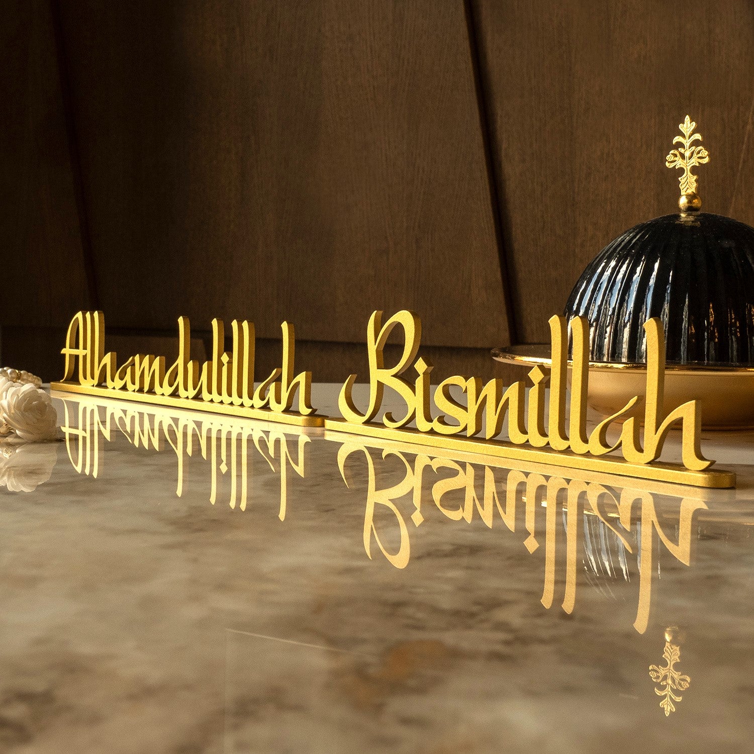 thumbnail image 2 of Black Start Bismillah End Alhamdulillah Acrylic Islamic Wall Art Set At 2 of 9