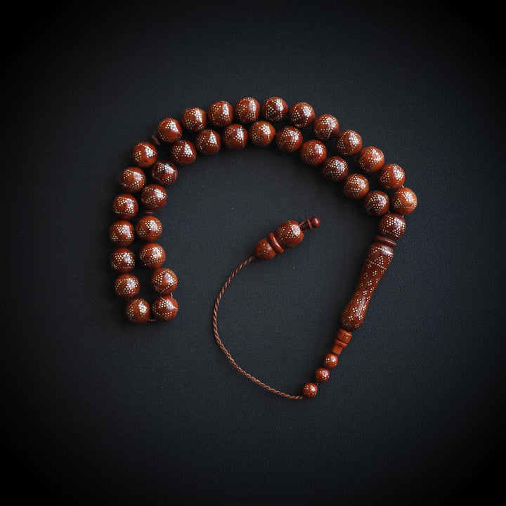 Silver-Inlaid Kuka Tasbeeh (Brown Tone) – WATD078