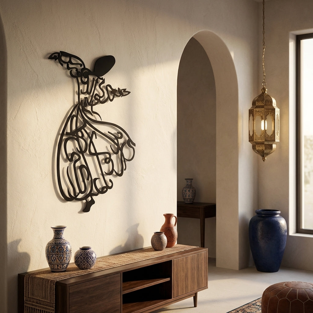 Whirling Dervish Metal Islamic Wall Art (Rumi) - WAM025