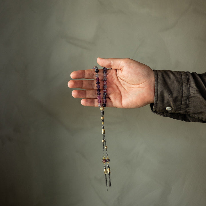 Fluorite Stone Tasbeeh (Silver Imam Bead and Tassel) - WATE007