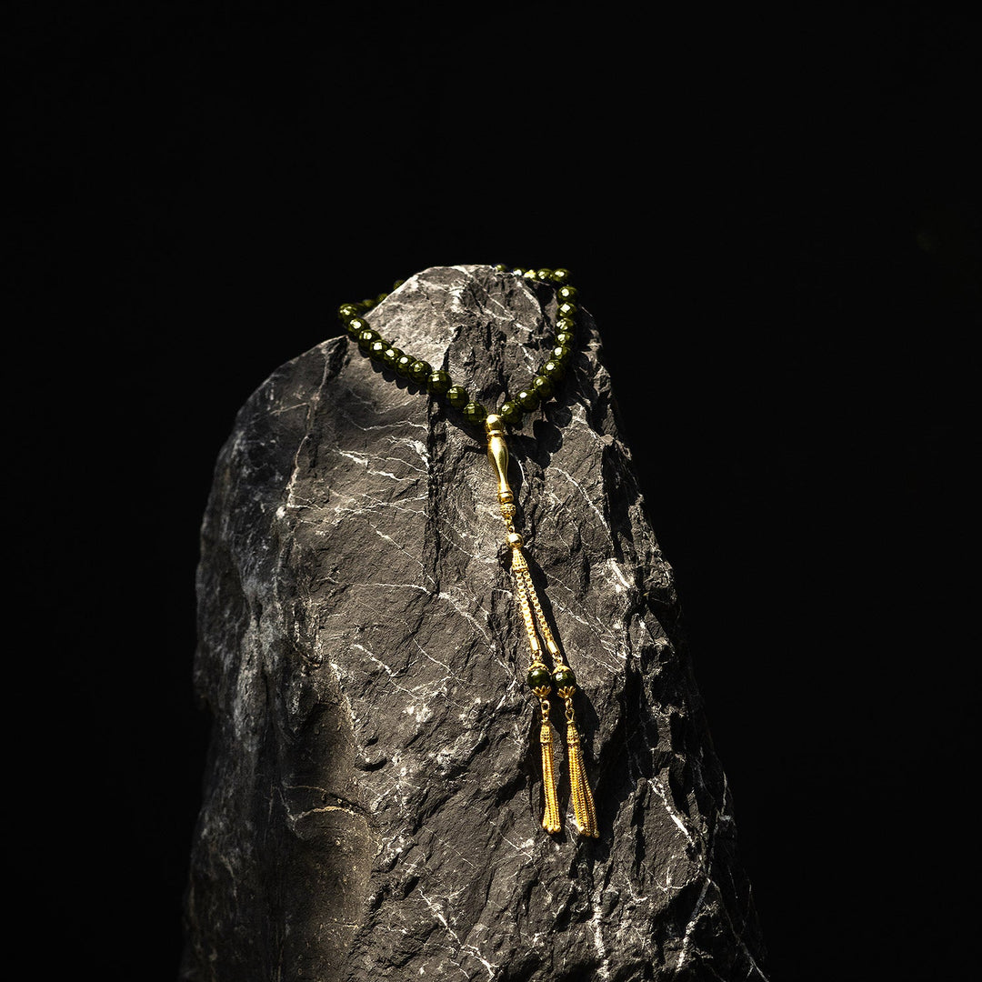 Energy Stone Tasbeeh (Color-Changing) (Gold-Plated Silver Imam Bead and Tassel) - WATE010
