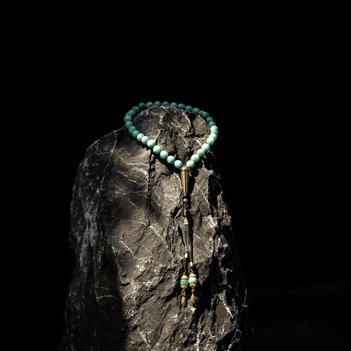 Amazonite Stone Tasbeeh (Silver Imam Bead and Tassel) - WATE004