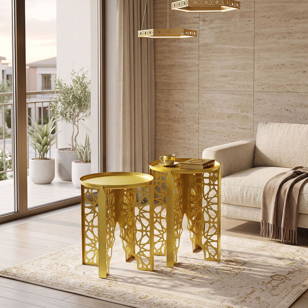 Emas Metal Islamic Side Table Set of 2 - WAMZ016