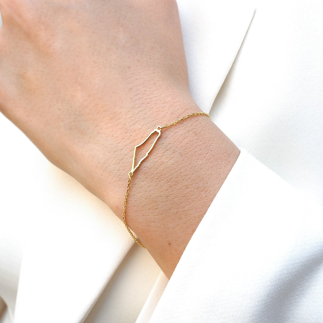 Map of Palestine Silver Bracelet - WAMT027