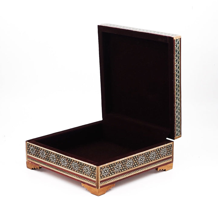 Traditional Motif | Handcrafted Hatem-Inlaid Square Wooden Box - WAAH112