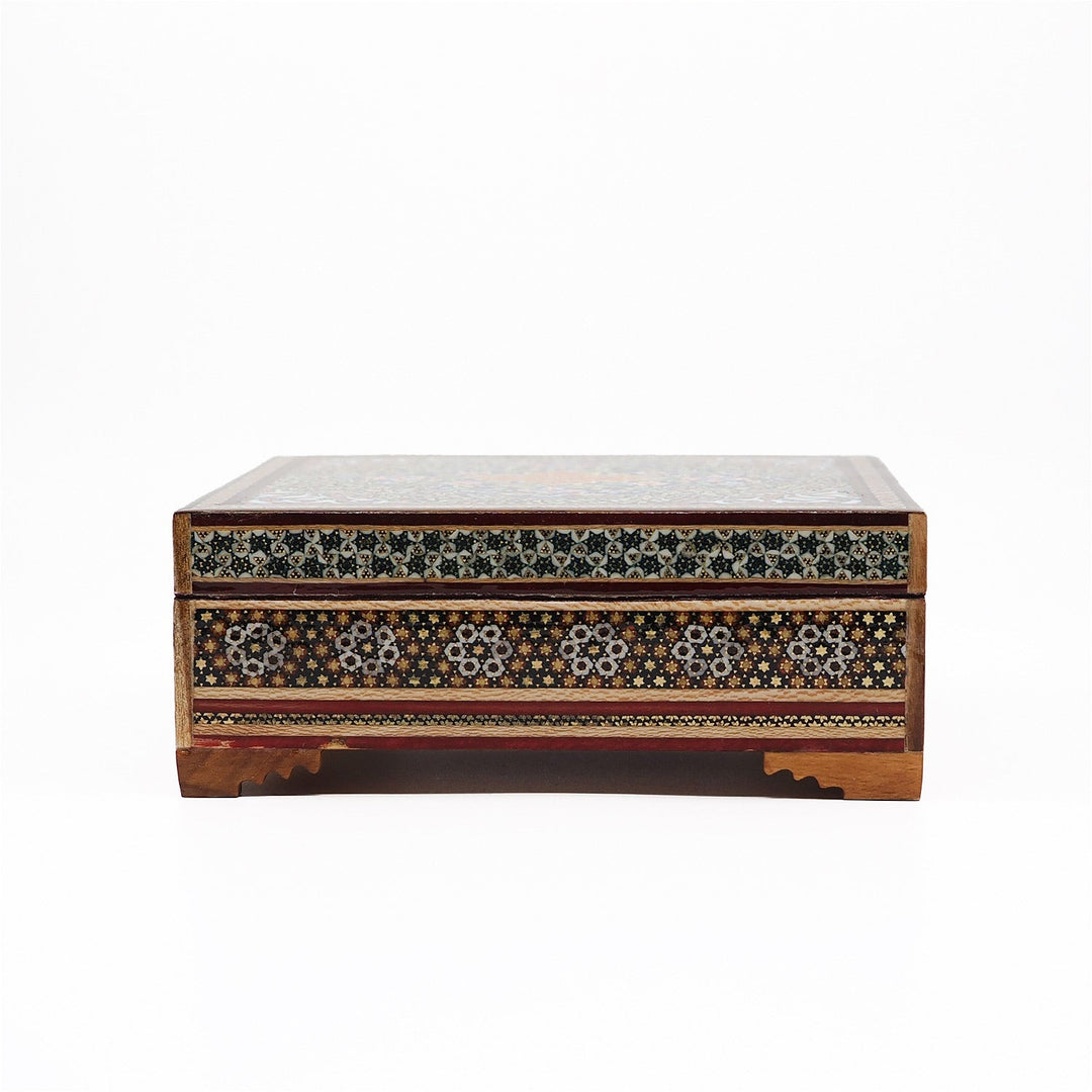 Traditional Motif | Handcrafted Hatem-Inlaid Square Wooden Box - WAAH112
