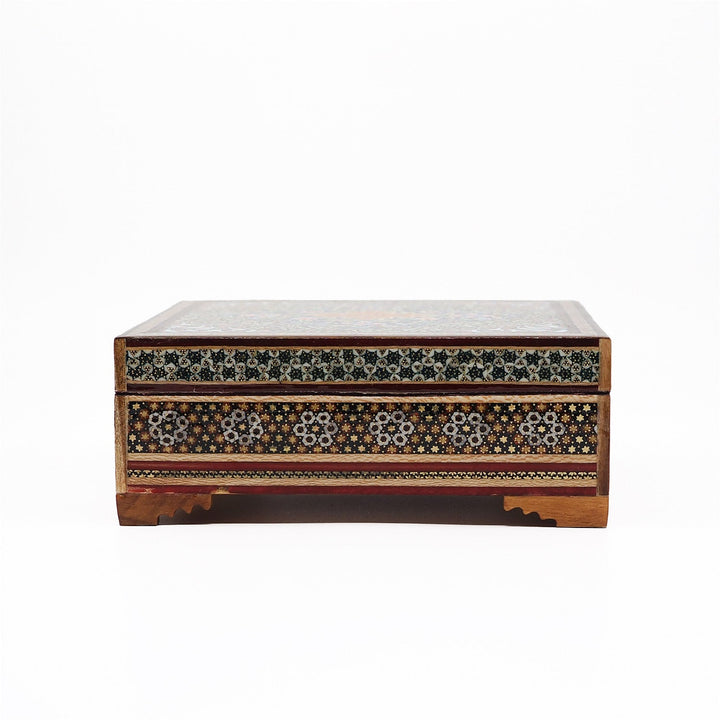 Traditional Motif | Handcrafted Hatem-Inlaid Square Wooden Box - WAAH112