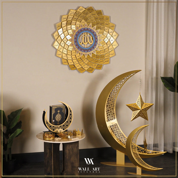Croissant de lune en métal 3D Décor islamique - WAMH110