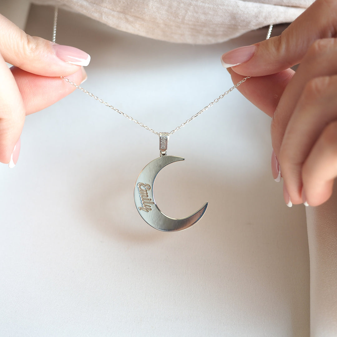 Custom Name Necklace with Crescent - WAMT062