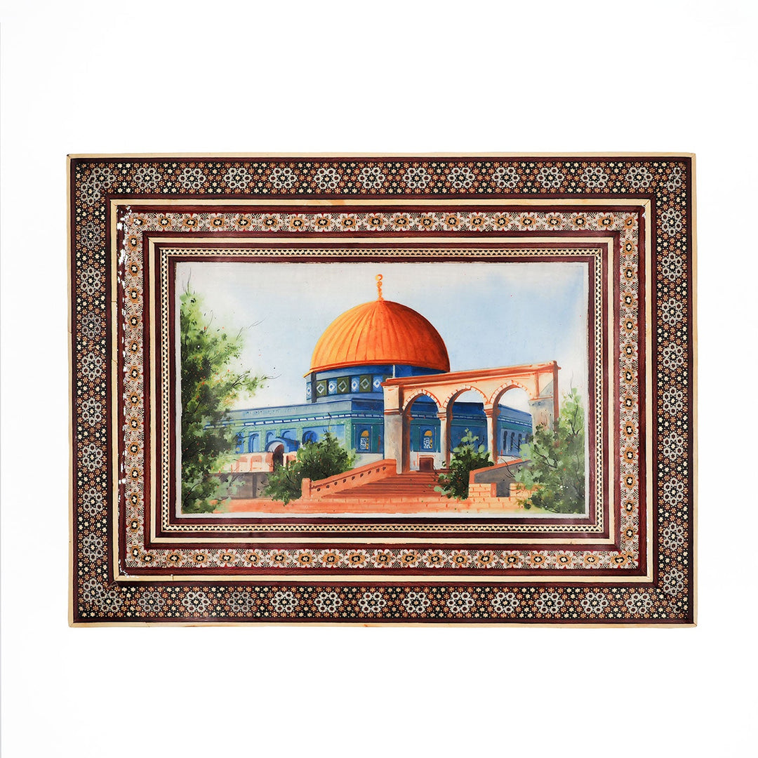 Al Aqsa Mosque Handcrafted Hatem-Inlaid Wooden Box - WAAH227