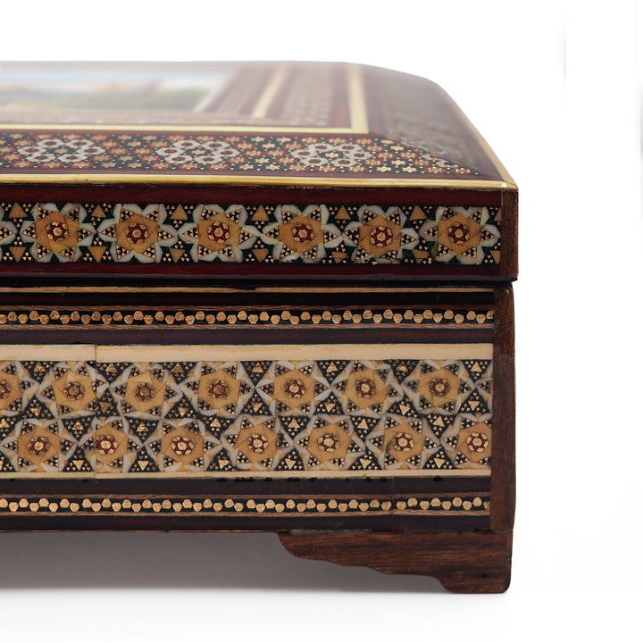 Al Aqsa Mosque Handcrafted Hatem-Inlaid Wooden Box - WAAH227