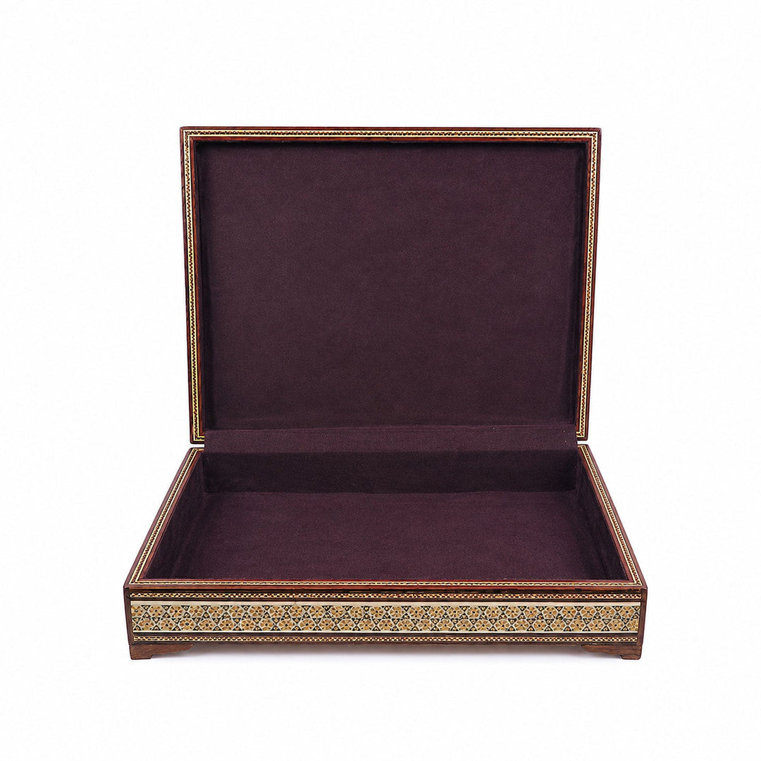 Al Aqsa Mosque Handcrafted Hatem-Inlaid Wooden Box - WAAH227