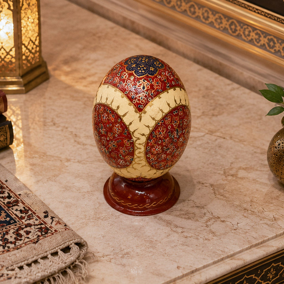 Medallion Motif | Persian Hand-Embellished Ostrich Egg Decor - WAAH018