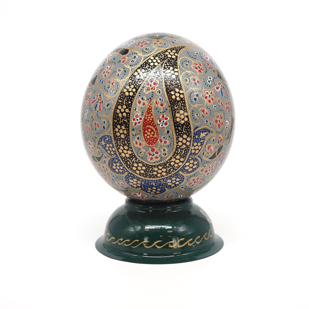 Tulip Motif | Persian Hand-Embellished Ostrich Egg Decor - WAAH019