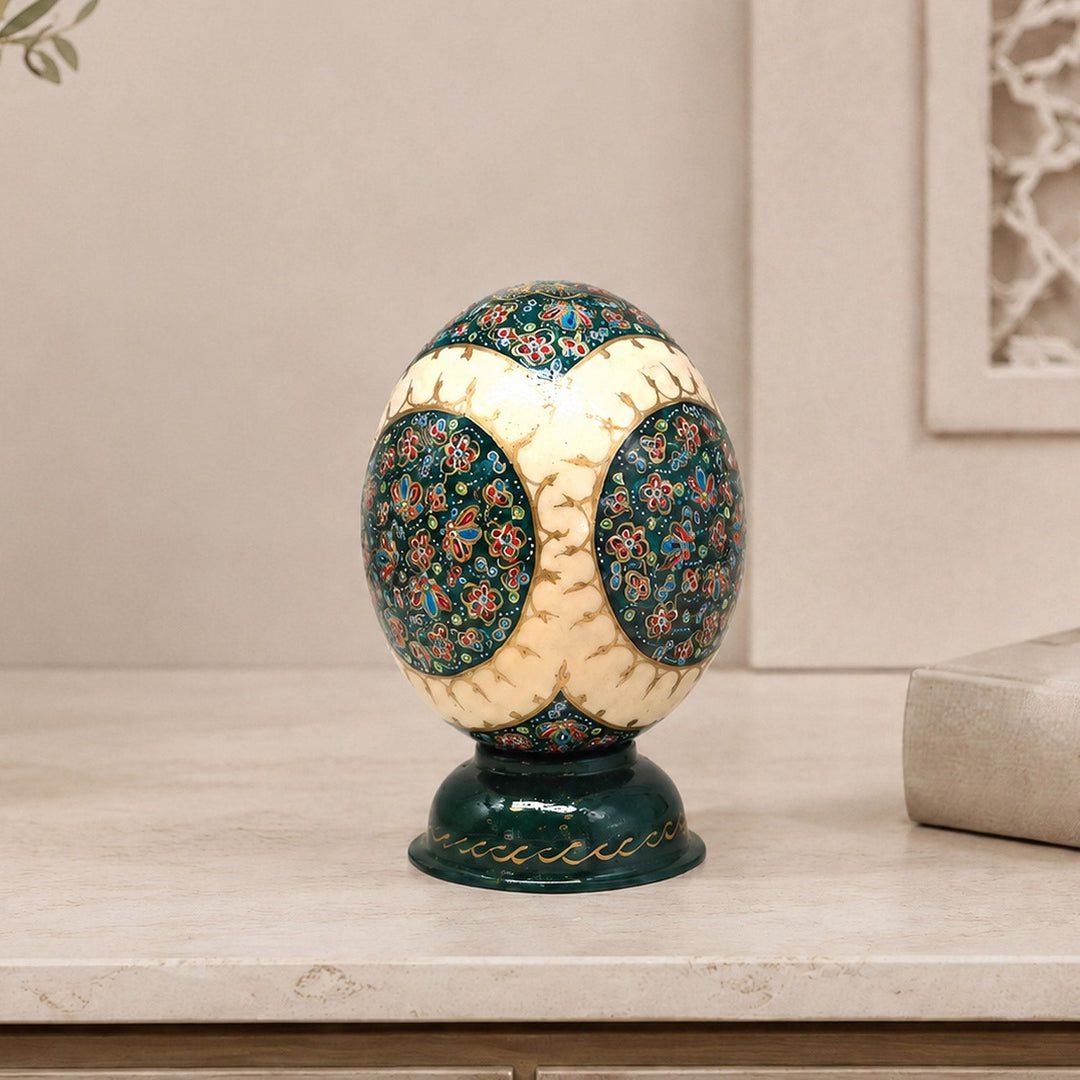 Oval Medallion | Persian Hand-Embellished Ostrich Egg Decor - WAAH020