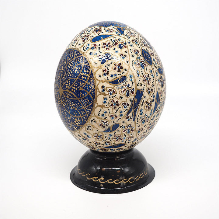 Geometric Medallion | Persian Hand-Embellished Ostrich Egg Decor - WAAH021